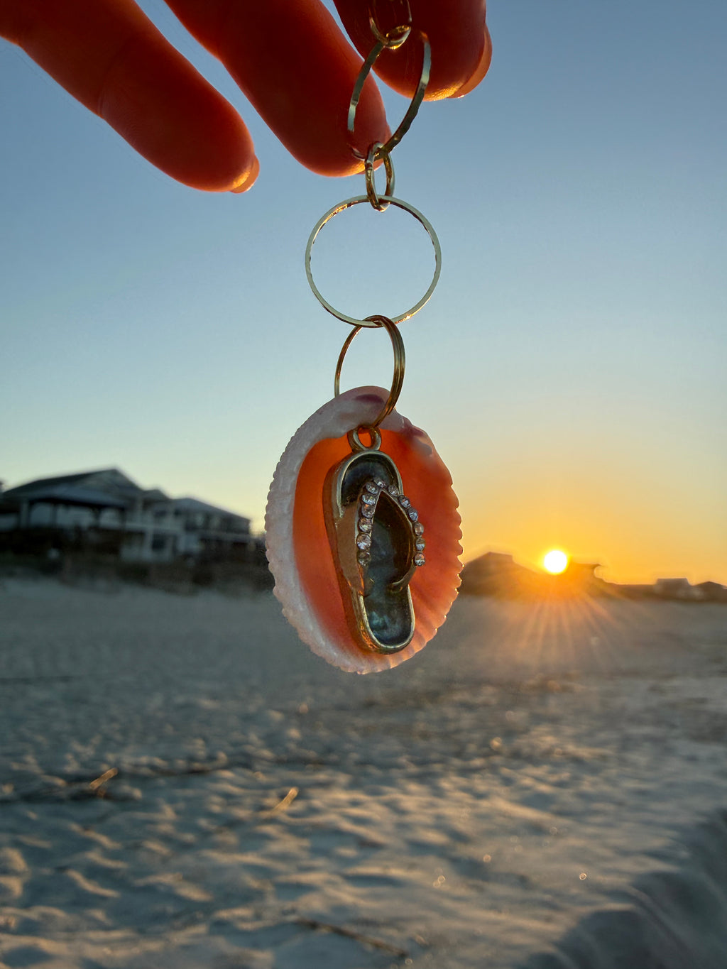 Flip Flop Shell Keychain or Bag Charm
