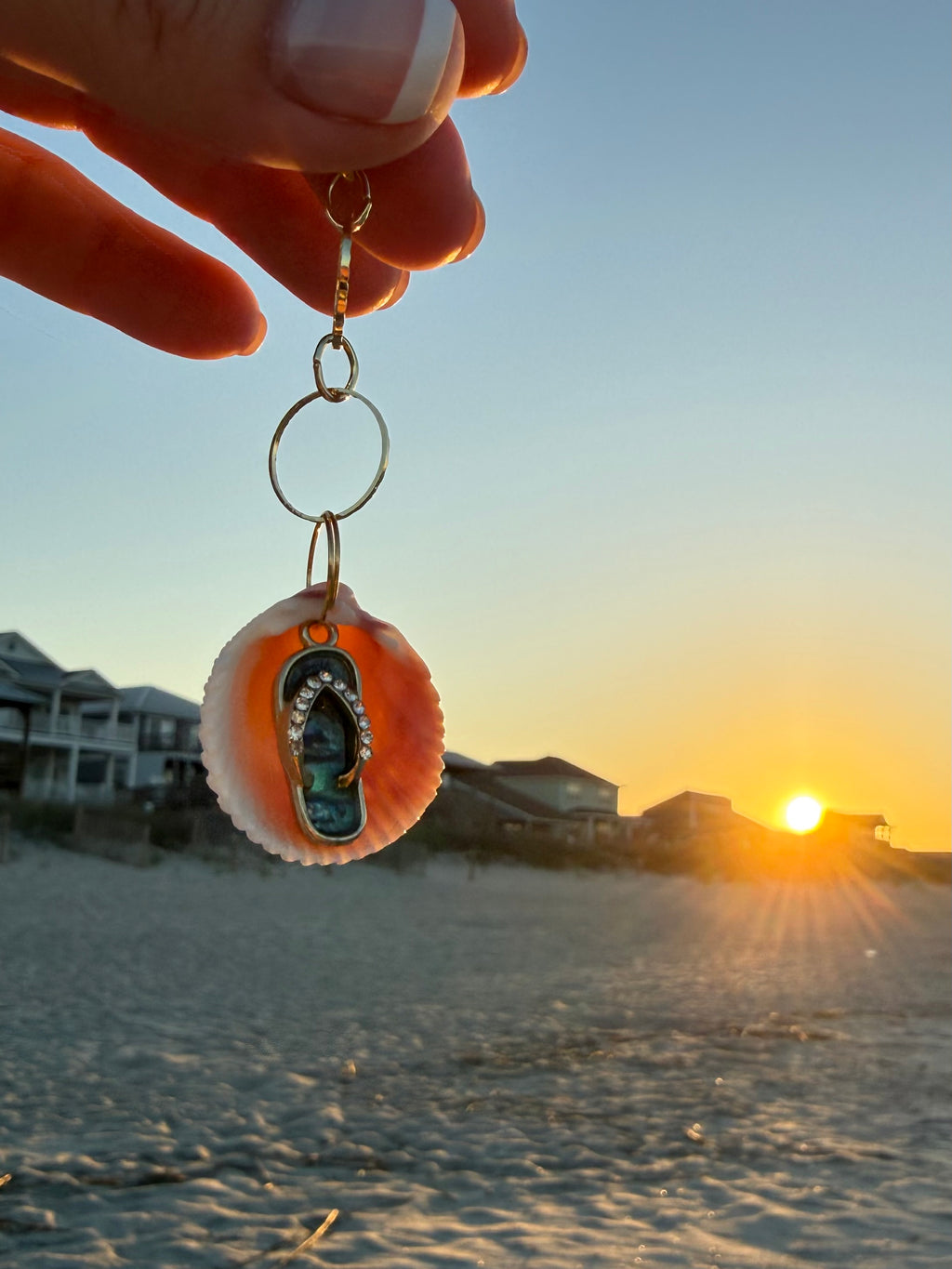Flip Flop Shell Keychain or Bag Charm