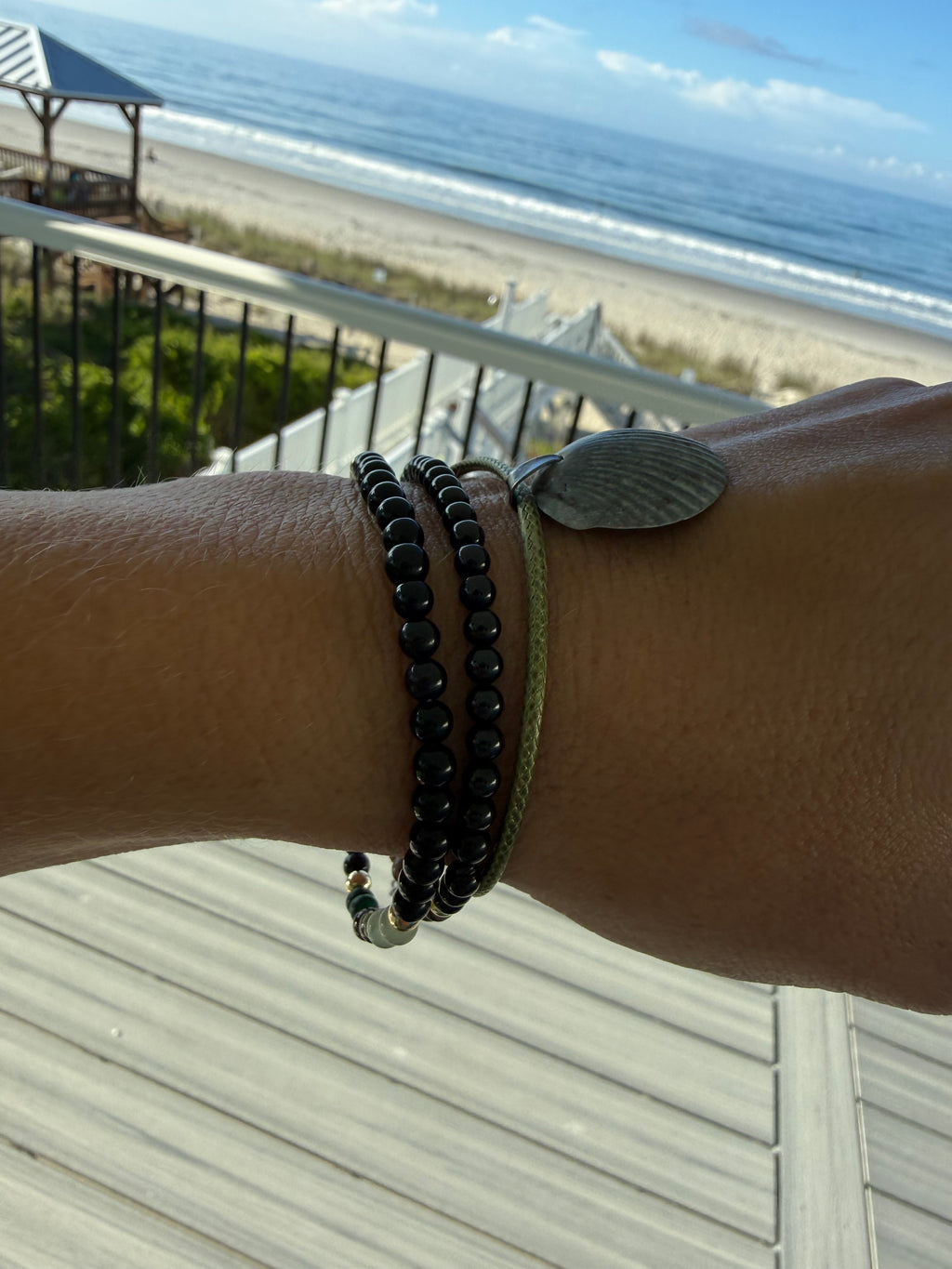 Scallop Shell, Tourmaline & Onyx (#9) set of 3