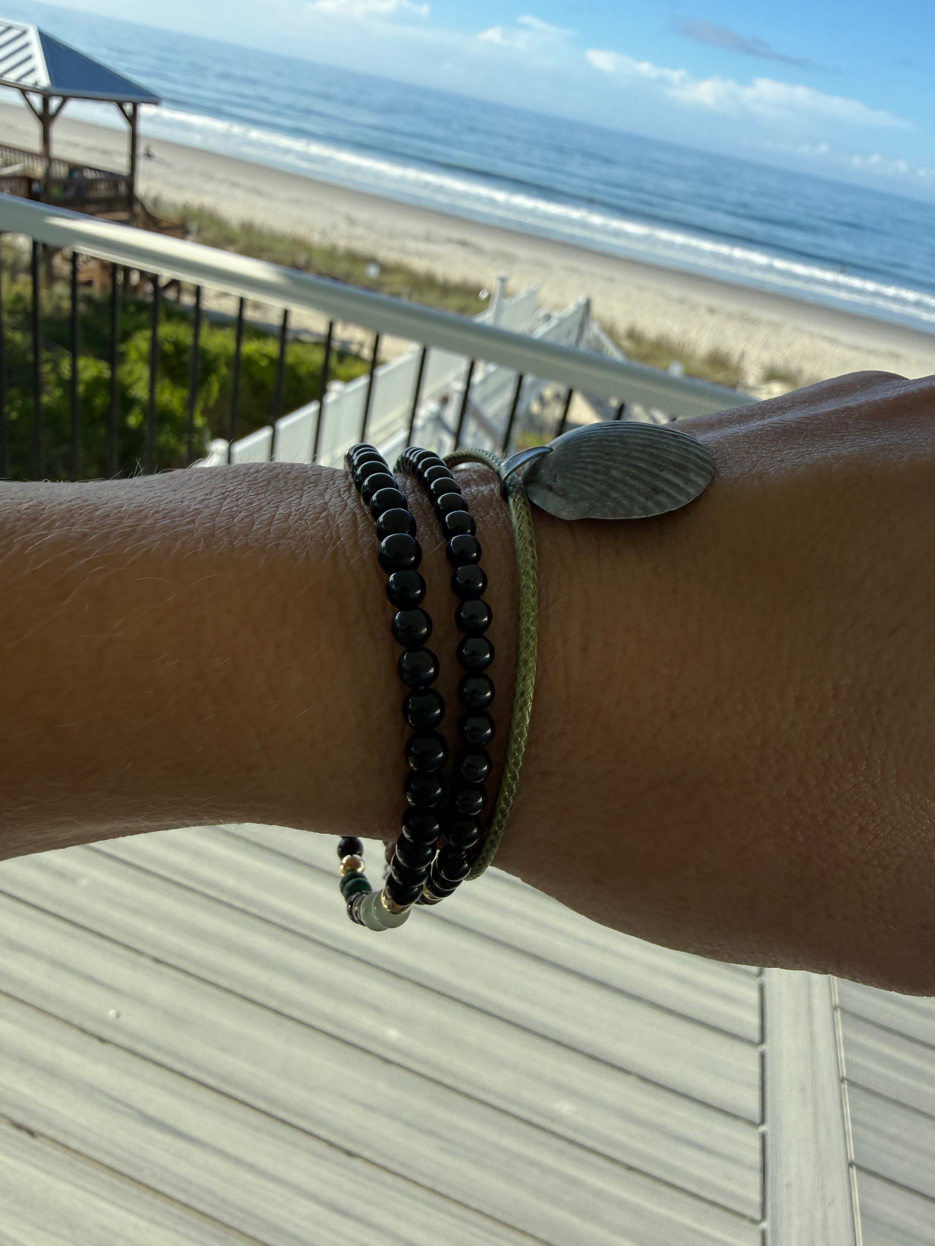 Scallop Shell, Tourmaline & Onyx (#9) set of 3