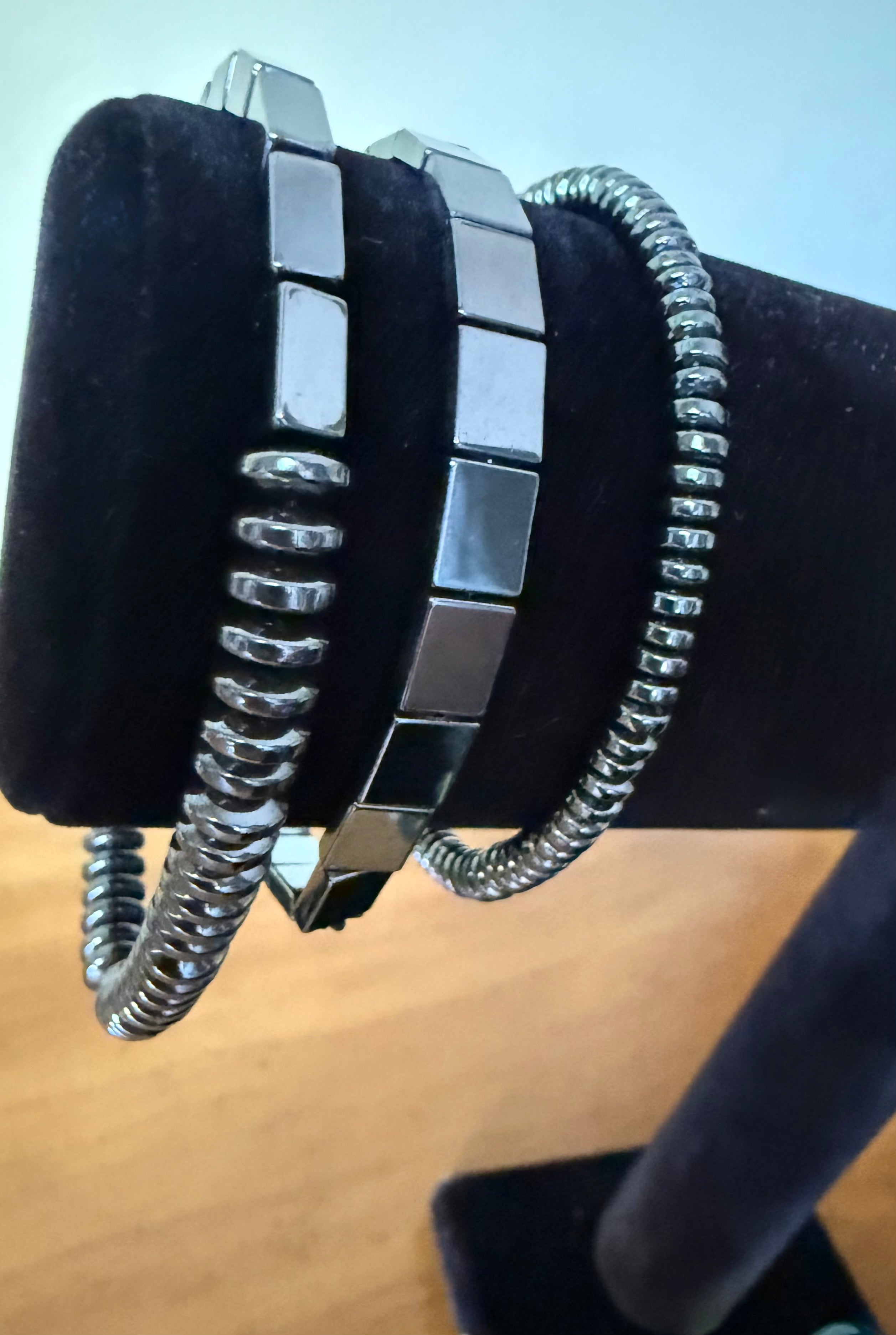 Hematite Plated Round (#2) set of 3