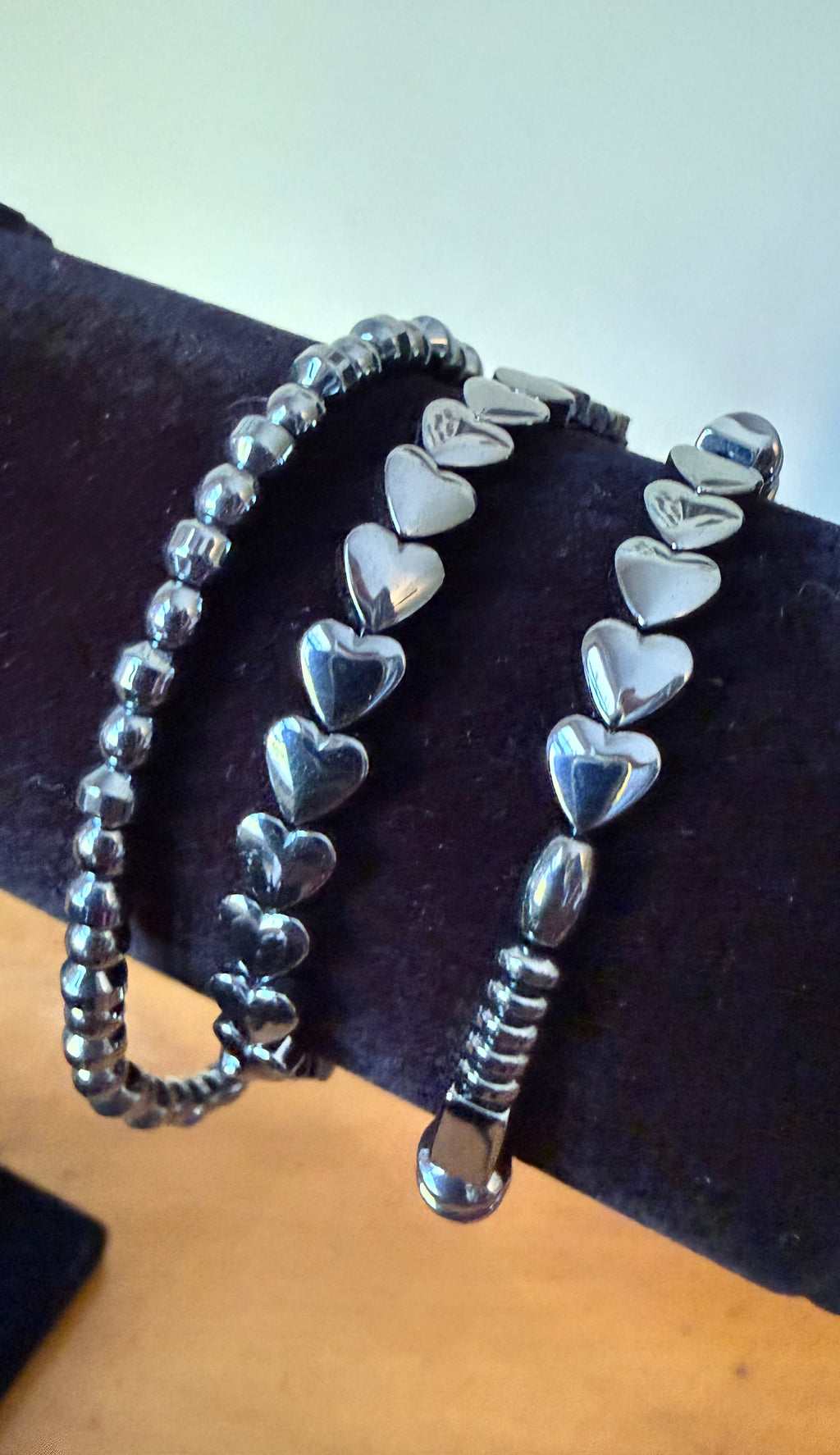 Hematite Plated Heart (#3) set of 3