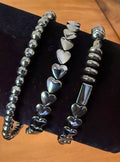 Hematite Plated Heart (#3) set of 3