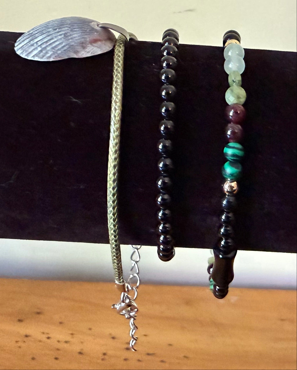 Scallop Shell, Tourmaline & Onyx (#9) set of 3