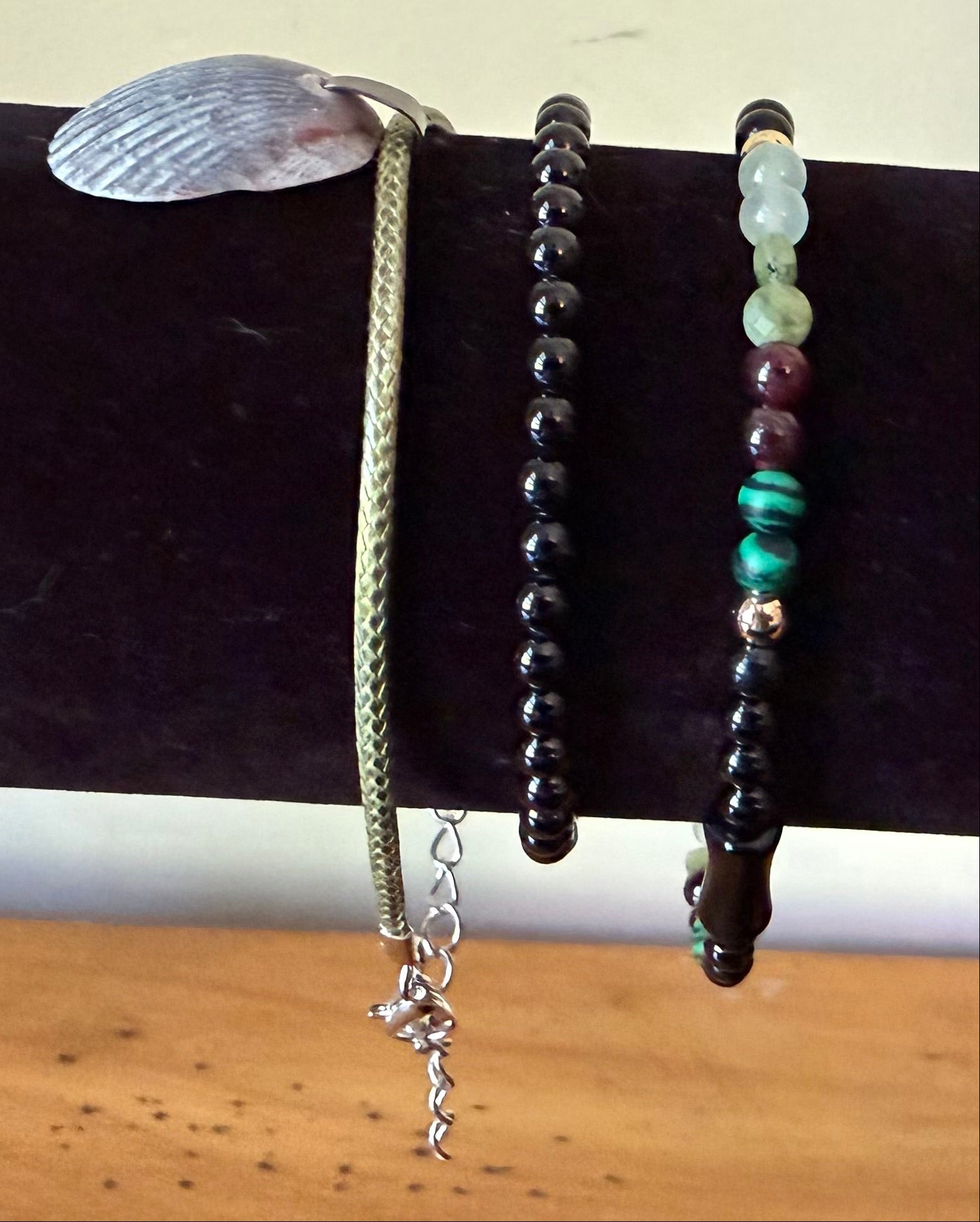 Scallop Shell, Tourmaline & Onyx (#9) set of 3