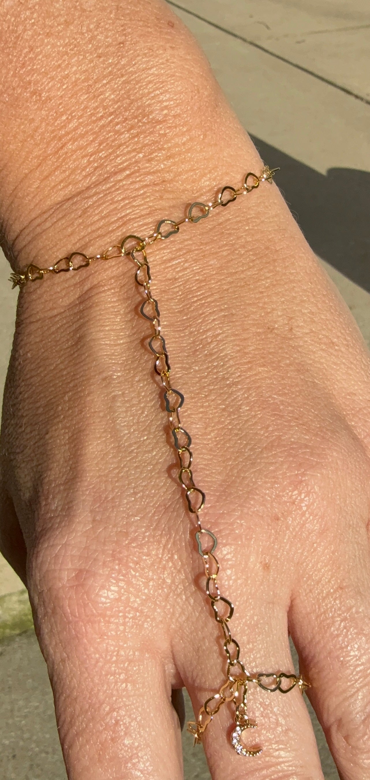 Hand Chain with Ring Moon Charm