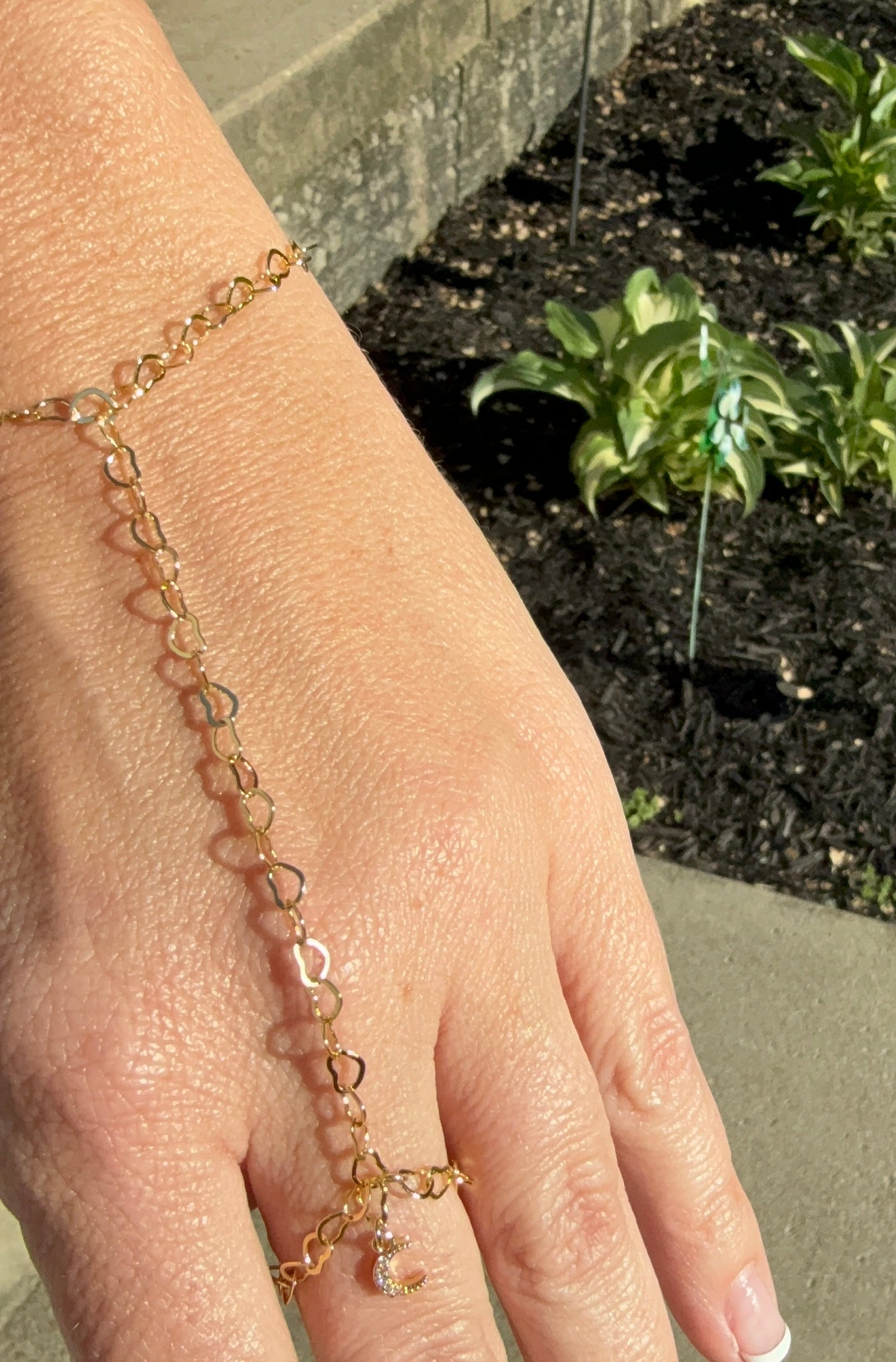Hand Chain with Ring Moon Charm