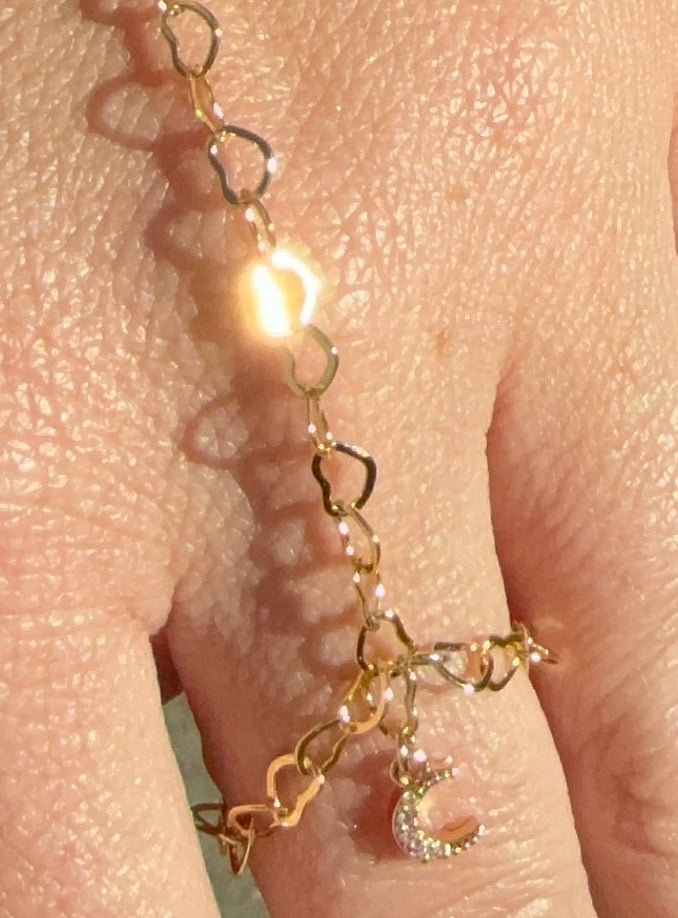 Hand Chain with Ring Moon Charm