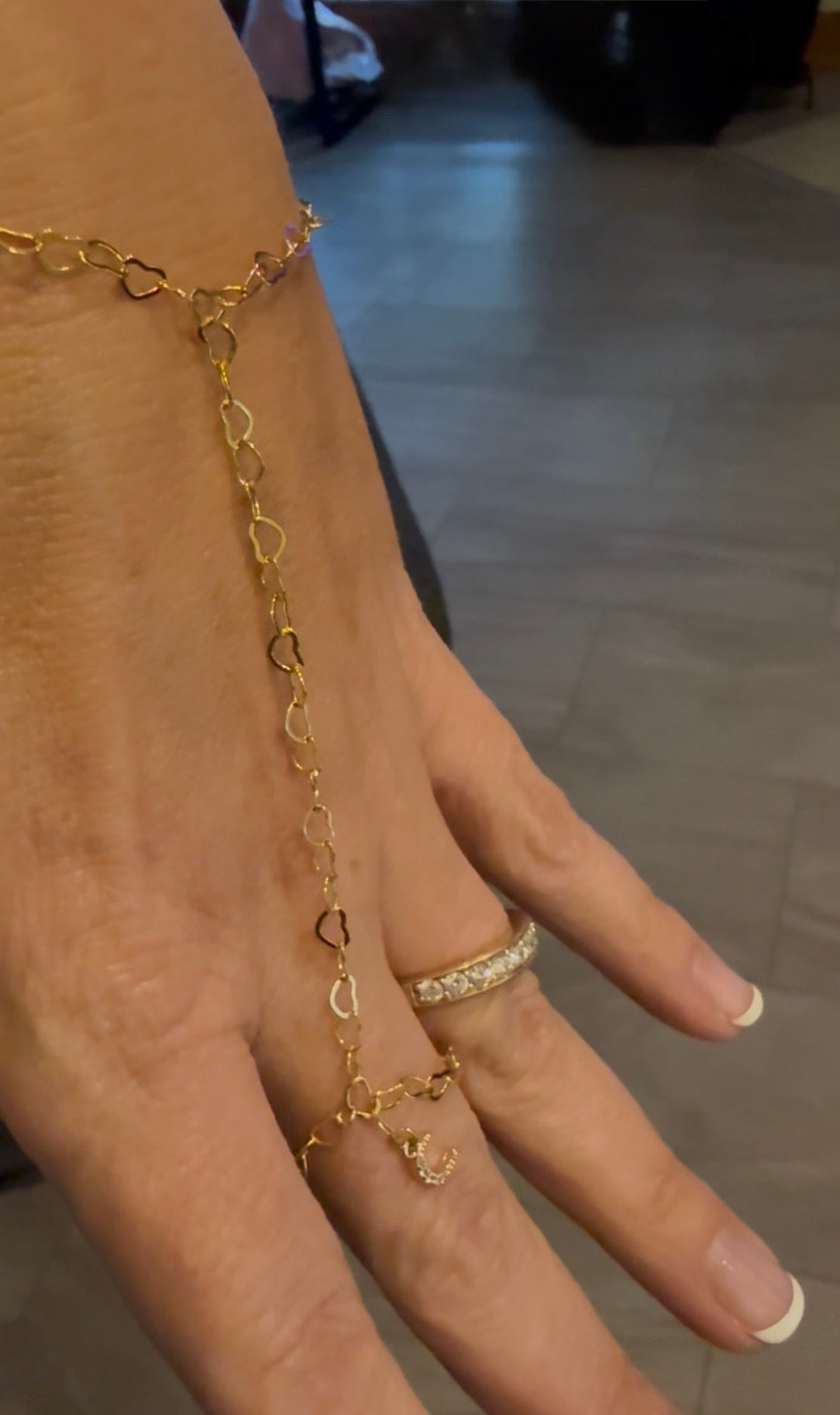 Hand Chain with Ring Moon Charm