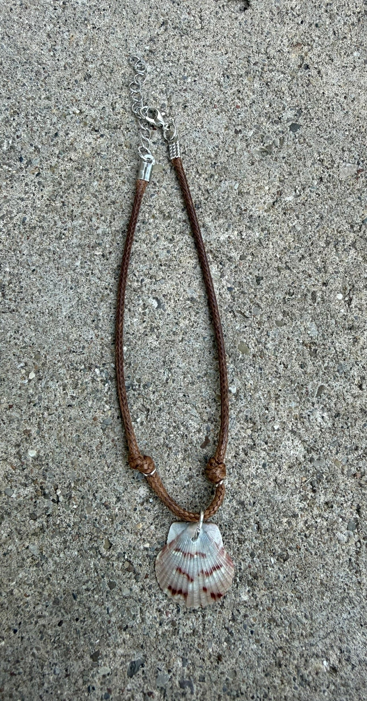 Anklet/Bracelet ~ Brown Shell, Brown Cord