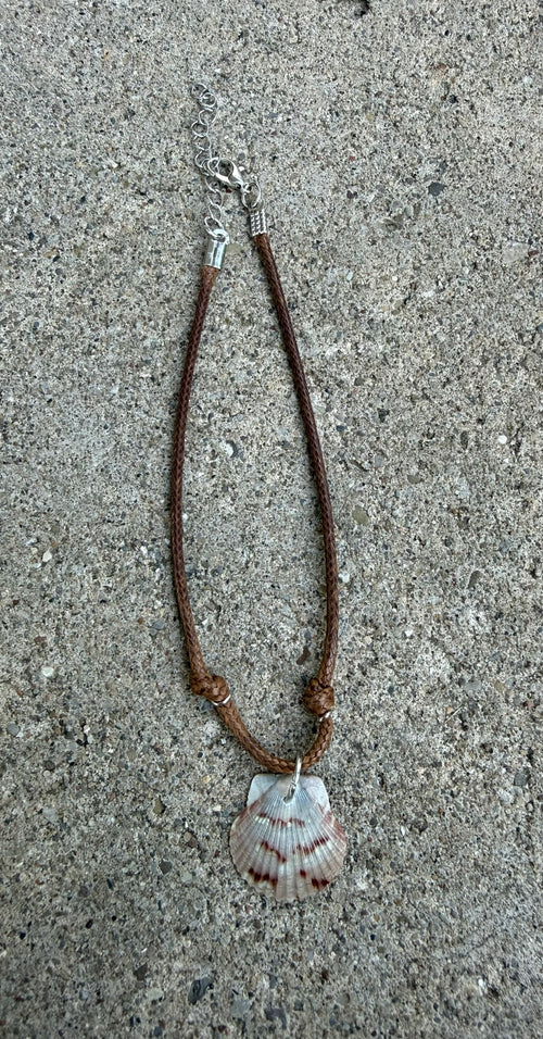 Anklet/Bracelet ~ Brown Shell, Brown Cord