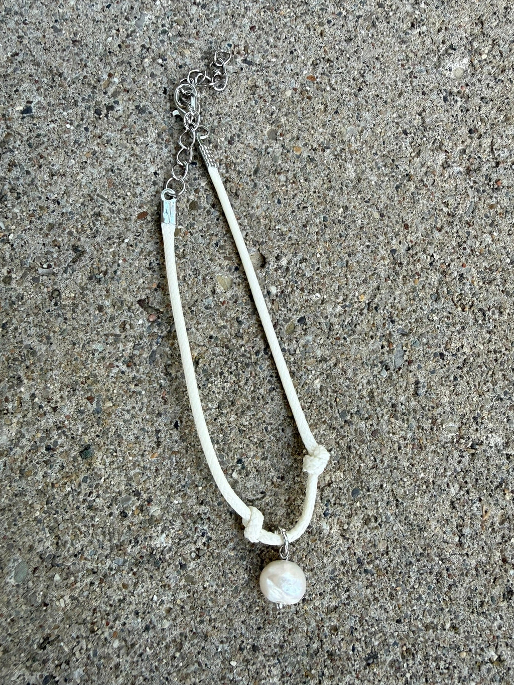Pearl Bead, White Cord Bracelet/Anklet