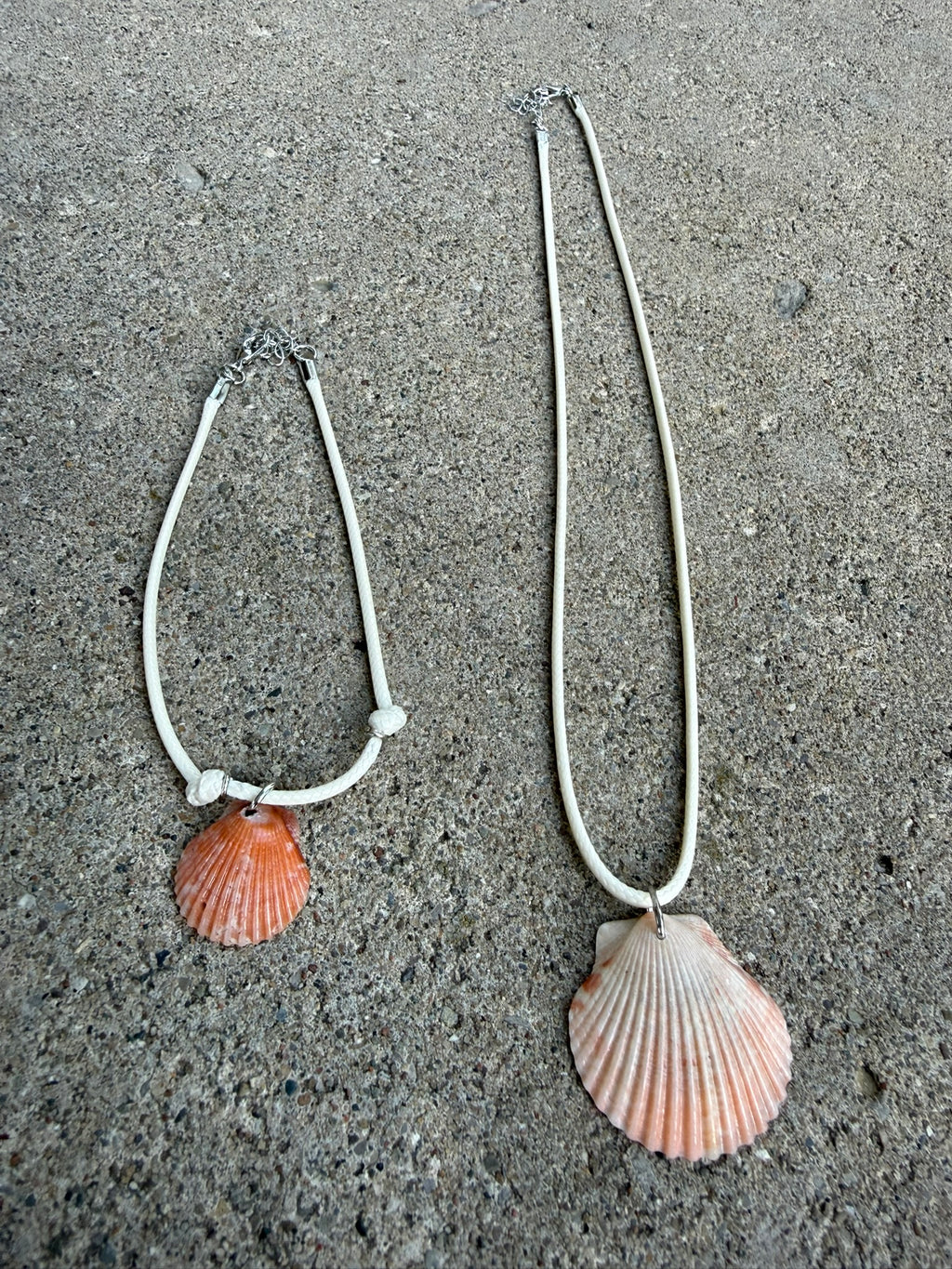 Orange Shell, Necklace - White Rope (set option)
