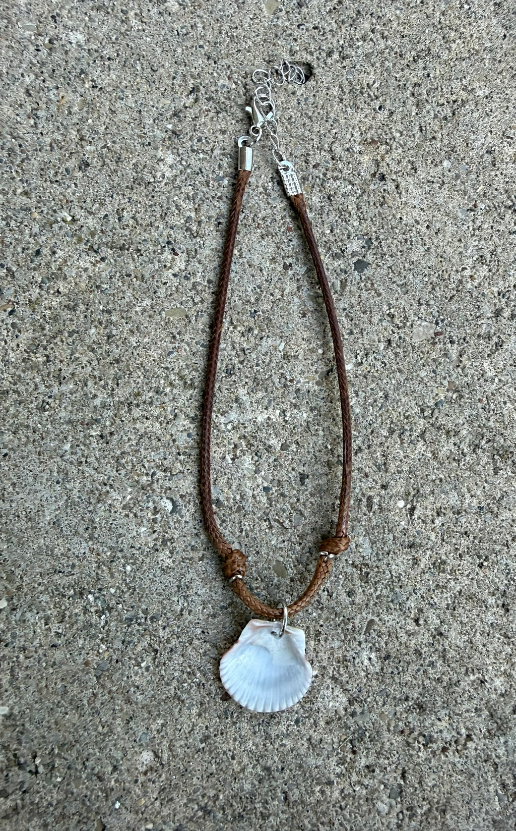 Anklet/Bracelet ~ Brown Shell, Brown Cord