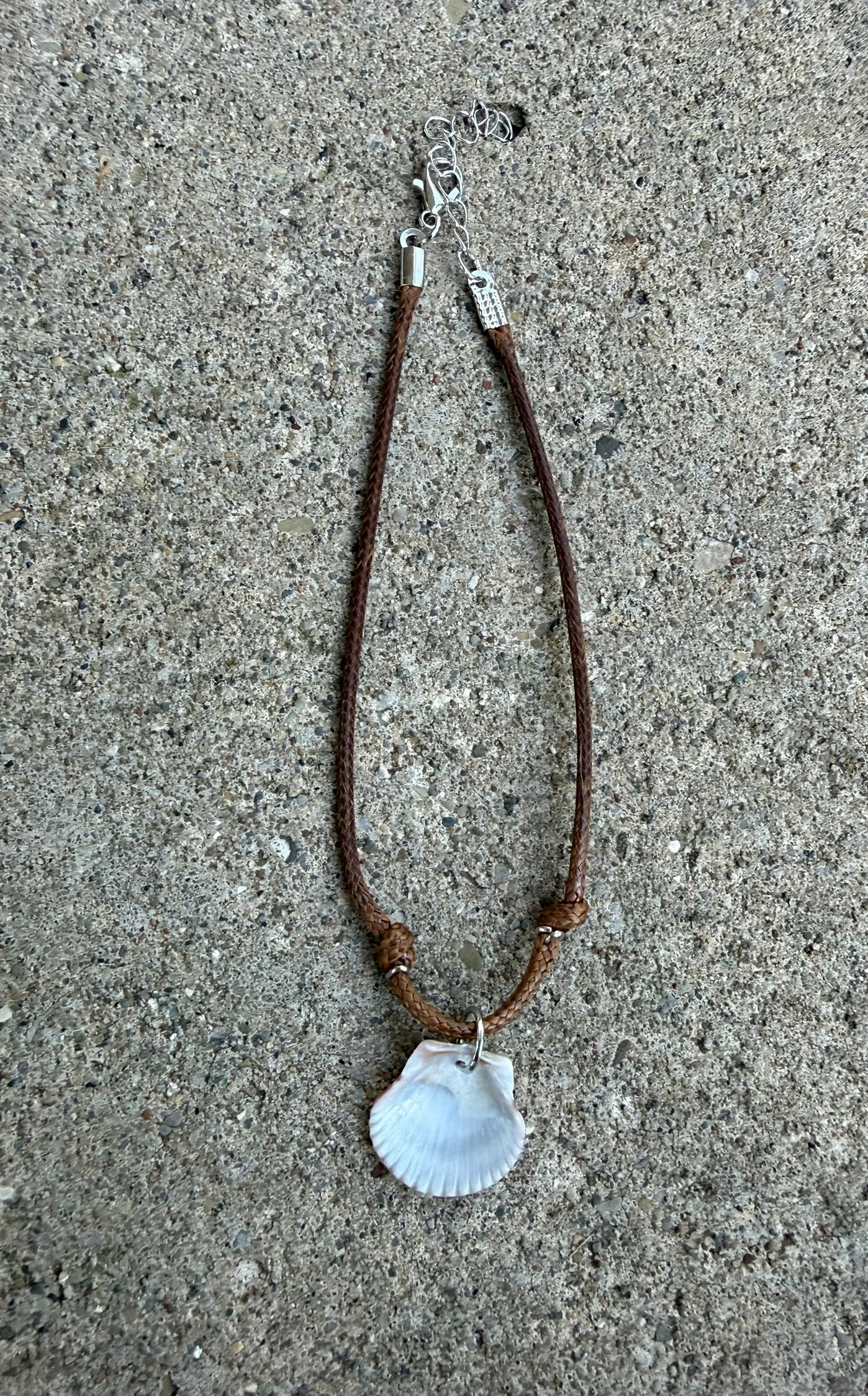 Anklet/Bracelet ~ Brown Shell, Brown Cord