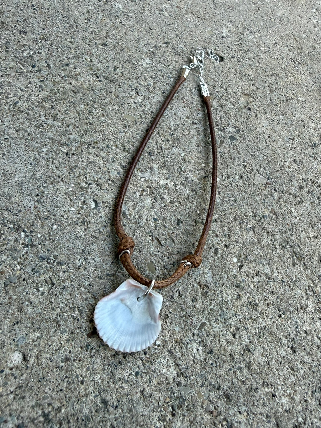 Anklet/Bracelet ~ Brown Shell, Brown Cord