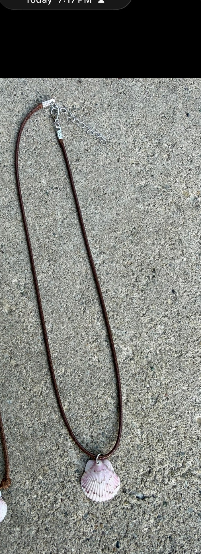 Bracelet/Anklet ~ Pink Shell, Brown Cord (set option)