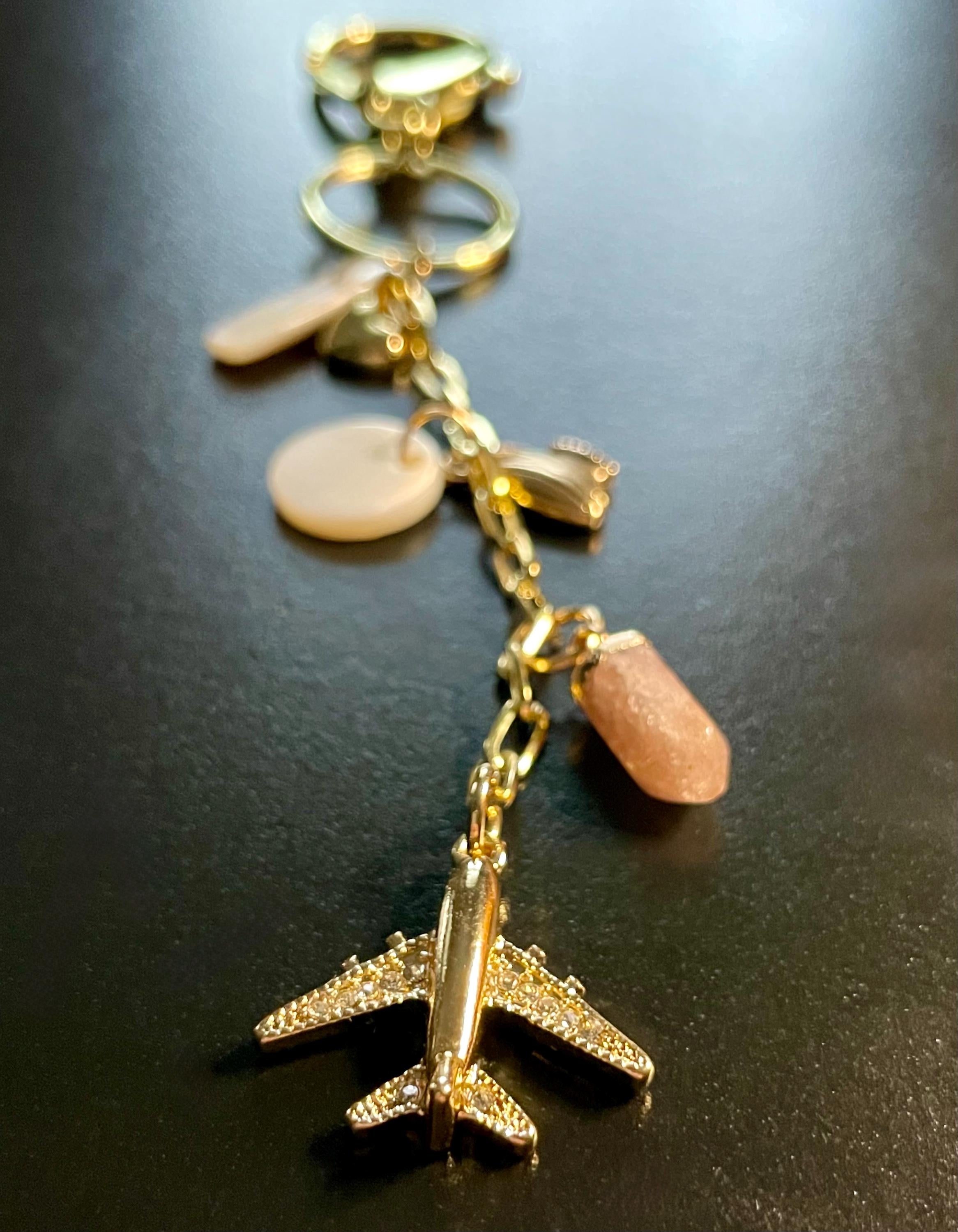 Airplane & Crystal, Bag Charm or Key Chain… Perfect for your traveling bag!