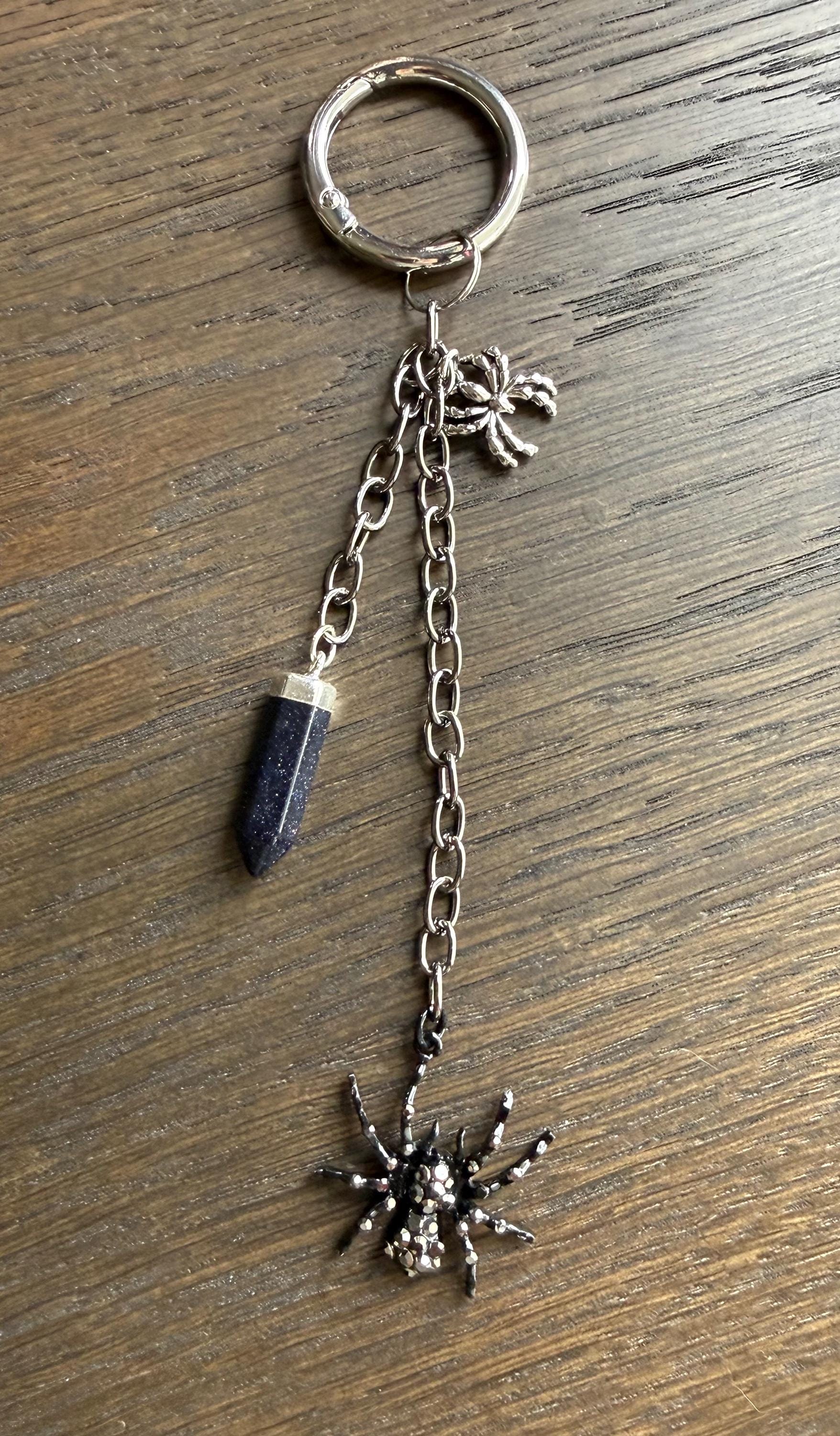 Black Rhinestone Spider w/ Crystal, Bag Charm or Keychain … Perfect for your traveling bag!