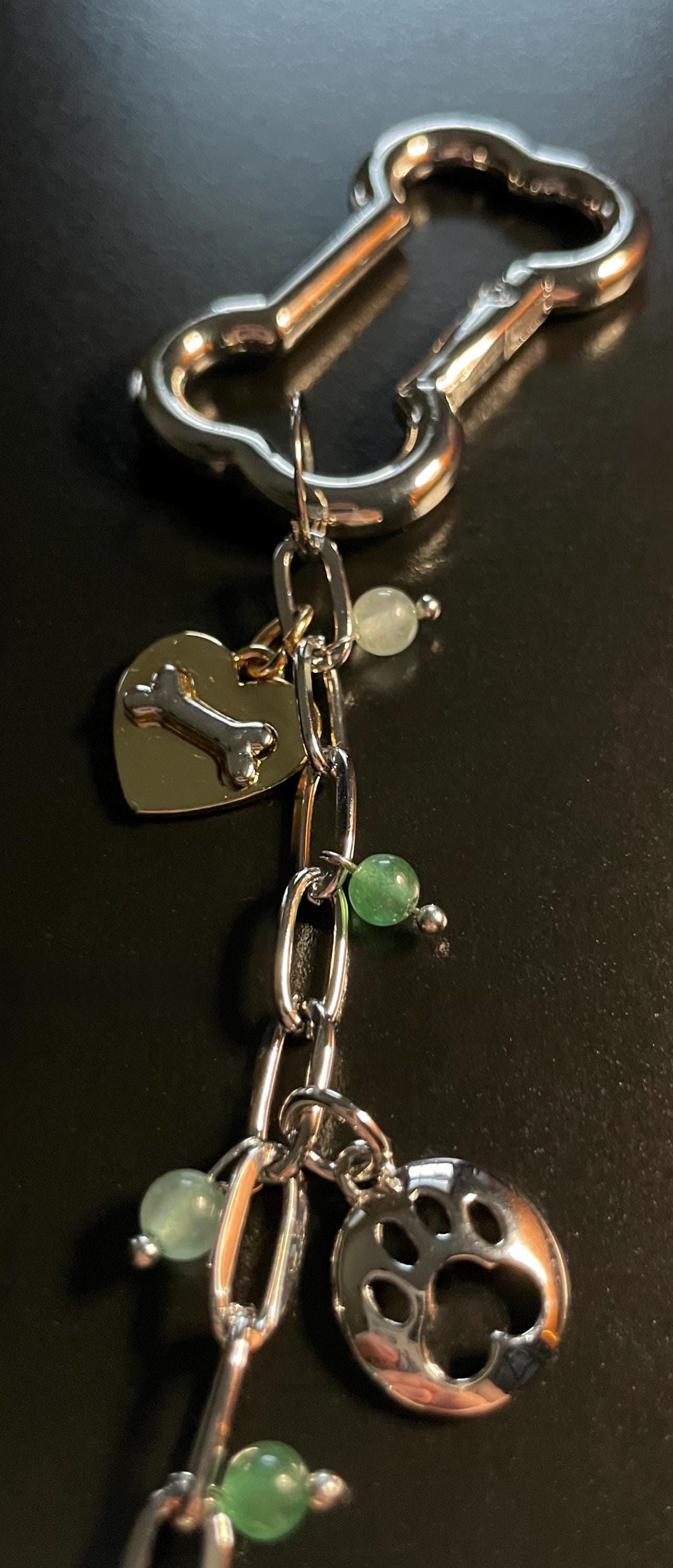 Puppy Paw Print Key Chain with Dog Bone and Authentic Scallop Shell