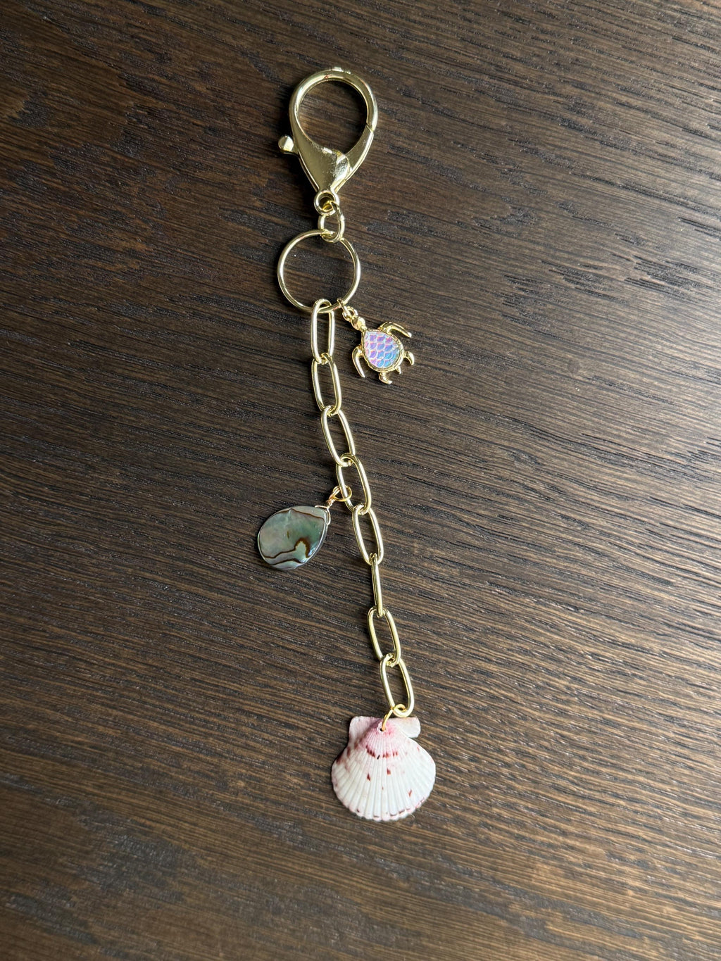 Scallop Shell & Turtle Charm for Keychain or Bag