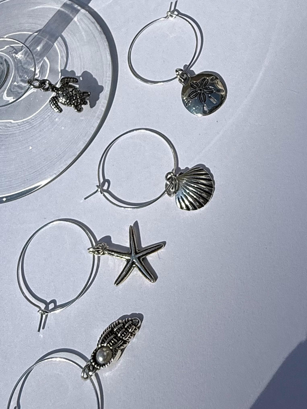 Silver Ocean Wine Glass Charms (Set of 5)