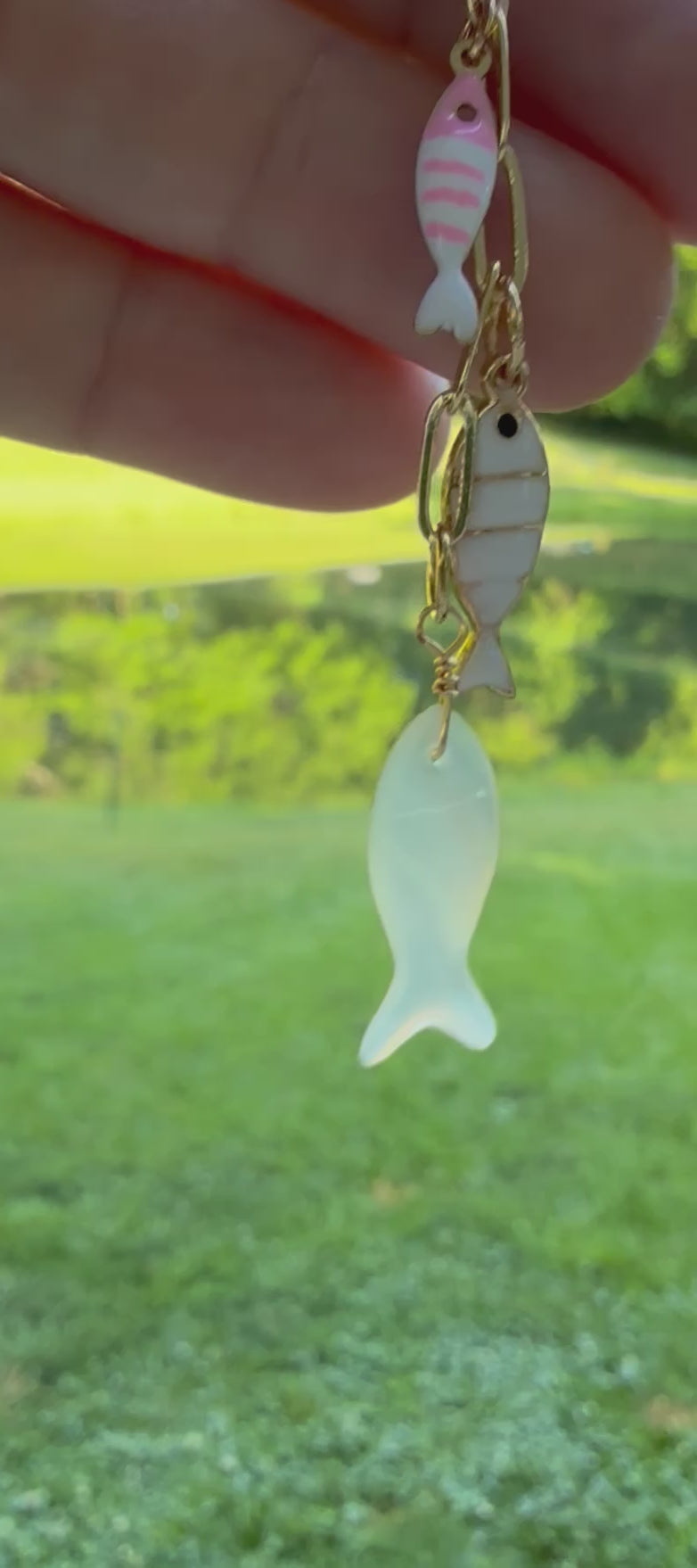 Pink & Gold Striped ~ Fishing Gear Charm