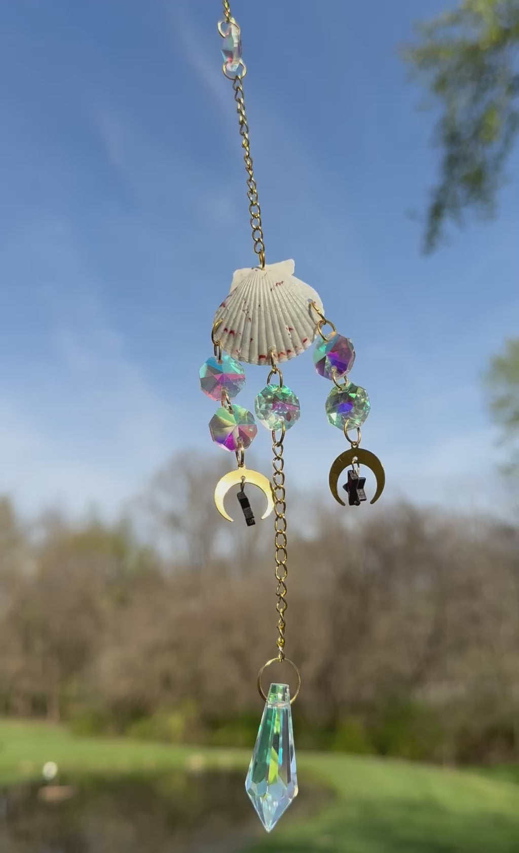 Stars Suncatcher with Scallop Shell