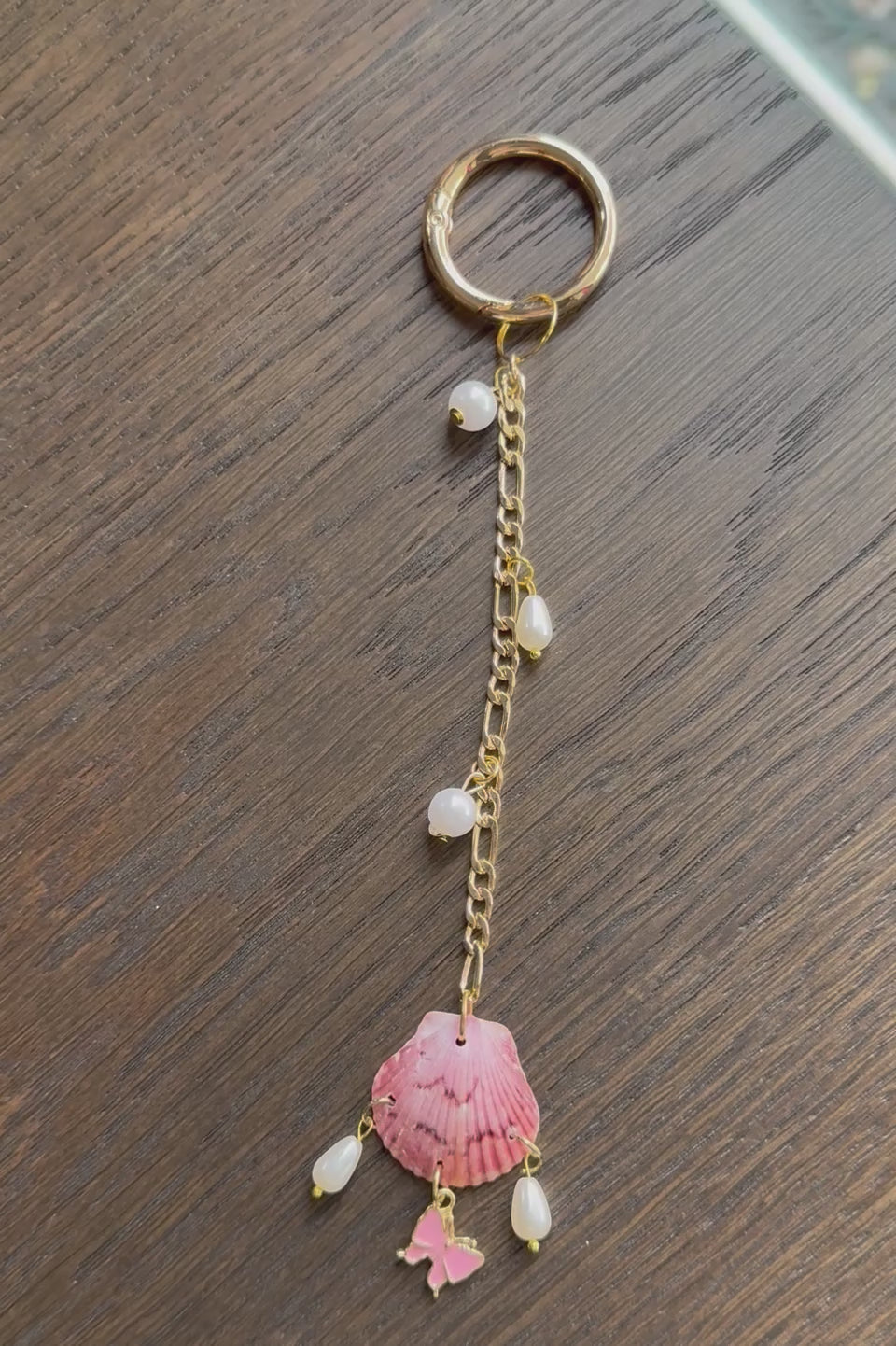 Authentic Scallop Shell,  Bag Charm or Keychain – Pink Bow & Pearl Accessories